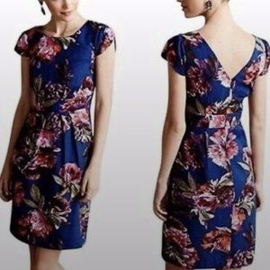 ANTHROPOLOGIE blue floral knee-length dress - 0P